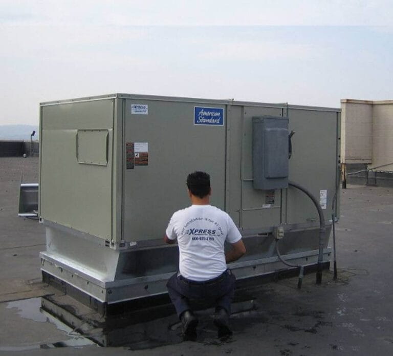 Unit being connected on roof of building